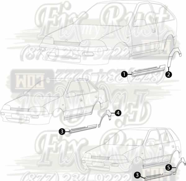 1989 1994 Geo Metro Rust Repair Panels